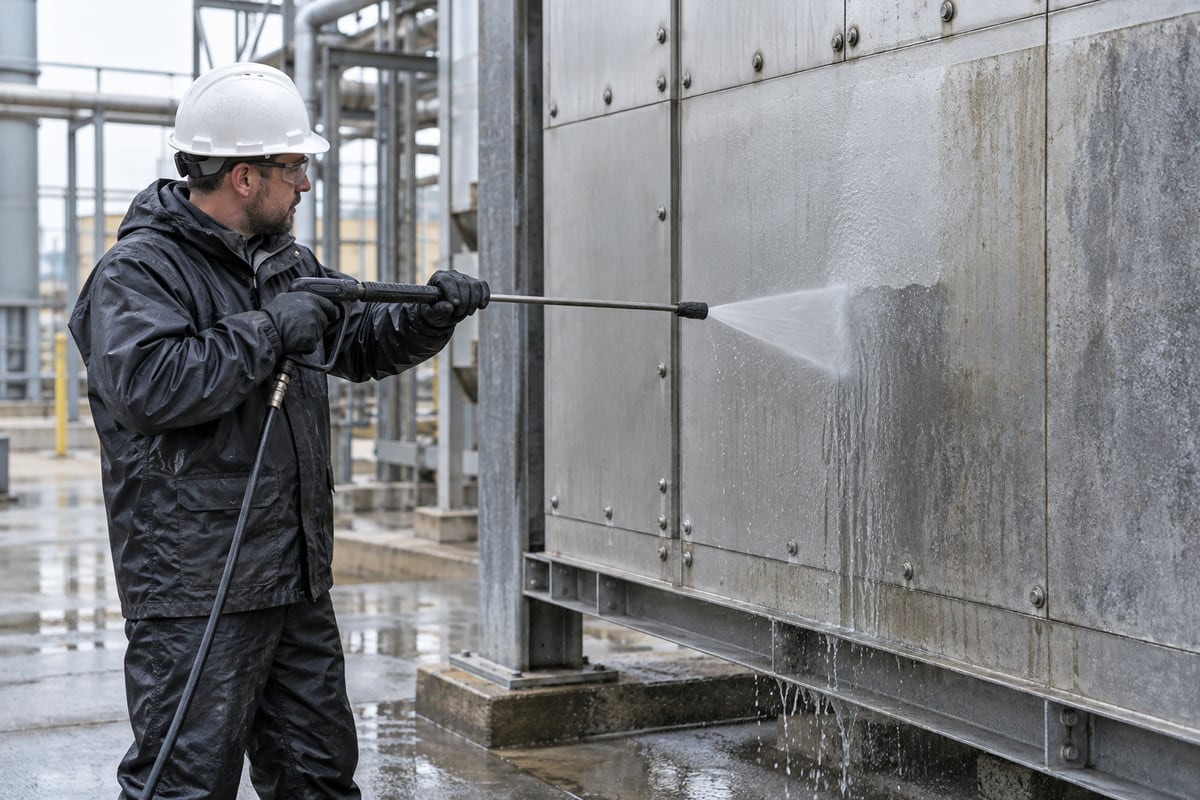 Cleaning oxidation from an industrial aluminum panel